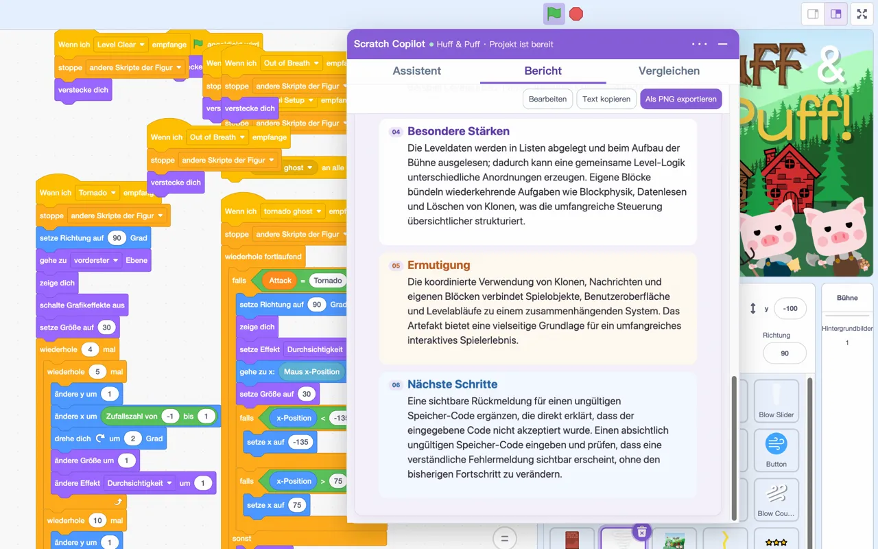 Aus einem Scratch-Projekt erstelltes Feedback